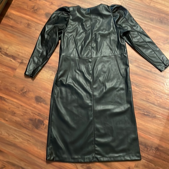Women's Leather Look Dress - Picture 3 of 5